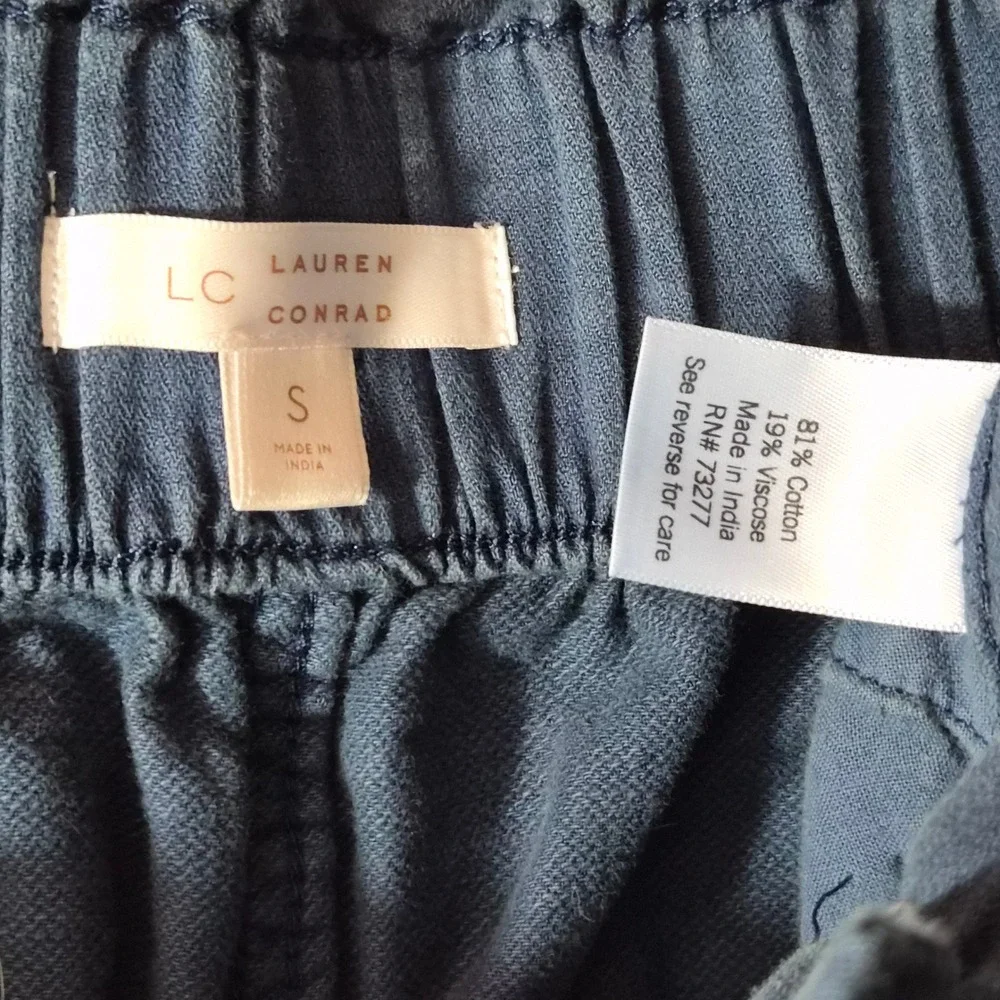 LC Lauren Conrad Paperbag Waist Pants Blue High Rise Tie Belt S WL31X056RS3